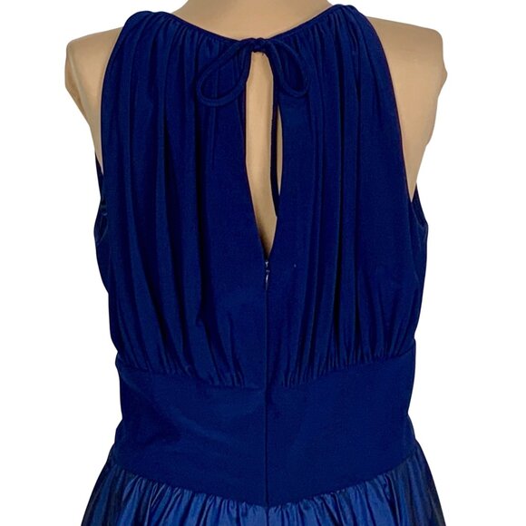 Jessica Howard Beaded Waist Keyhole Neck Cocktail Dress 14 Navy Blue Chiffon - Picture 6 of 10